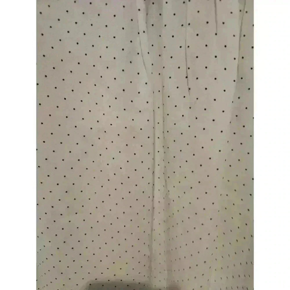 Ann Taylor Loft Women's M White Polka Dot Long Sleeve Blouse Crochet Trim - Picture 3 of 8